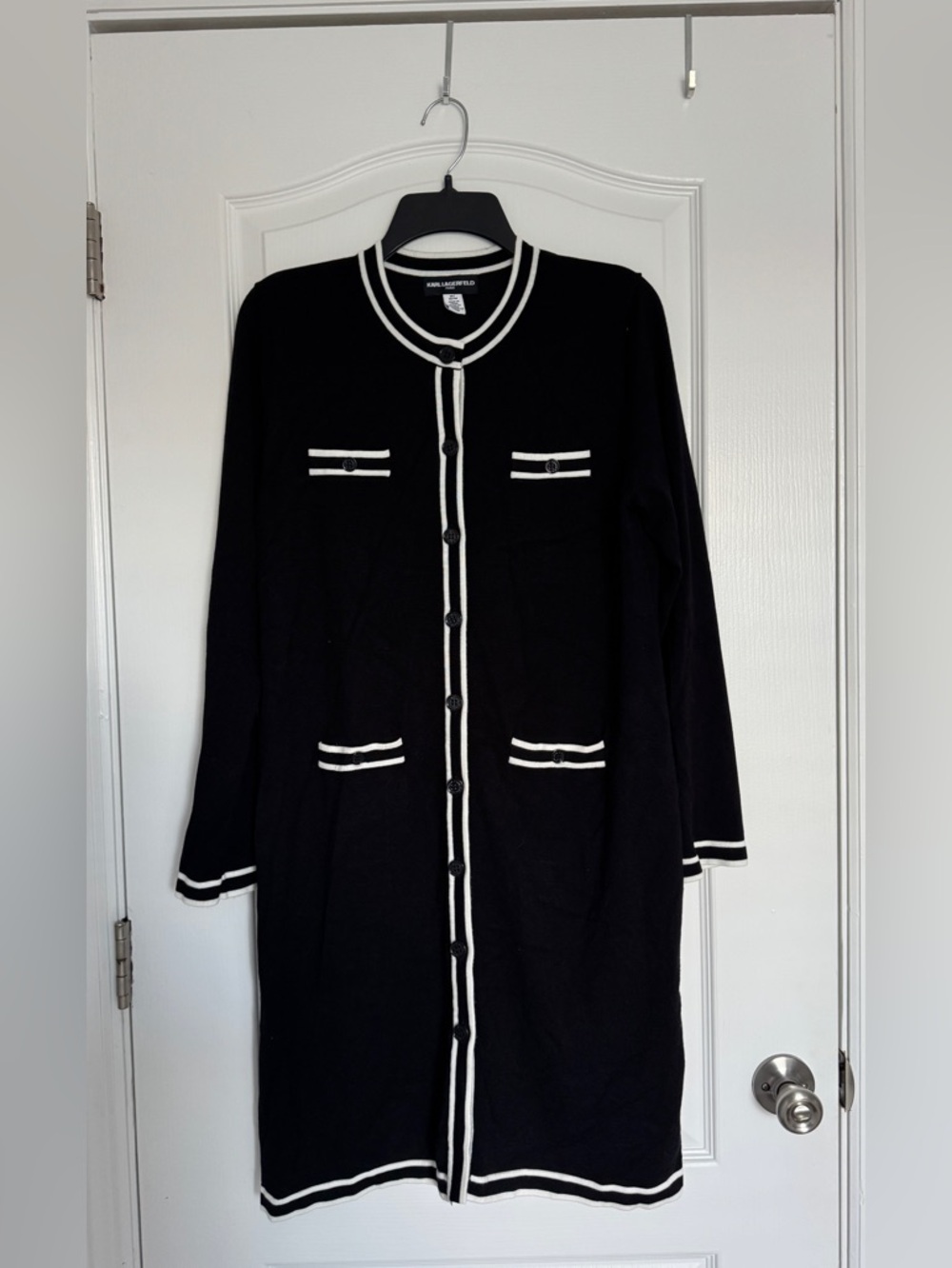 Karl Lagerfeld button up sweater dress, cardigan